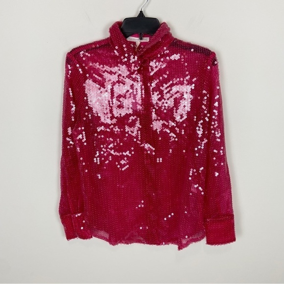 More To Come Wyatt Button Down Top in Hot Pink Size XXS - Picture 2 of 8